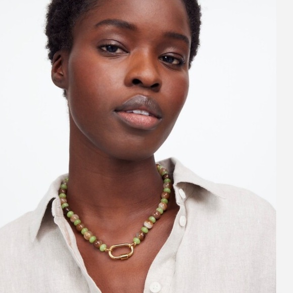 Nwot Madewell Semiprecious Beaded Carabiner Choker Necklace - Picture 2 of 3